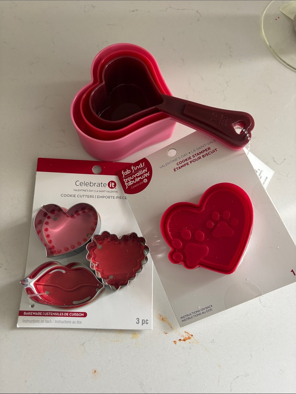 Celebrate It Red and Pink Heart Baking Set with Measuring Cups and Cutters